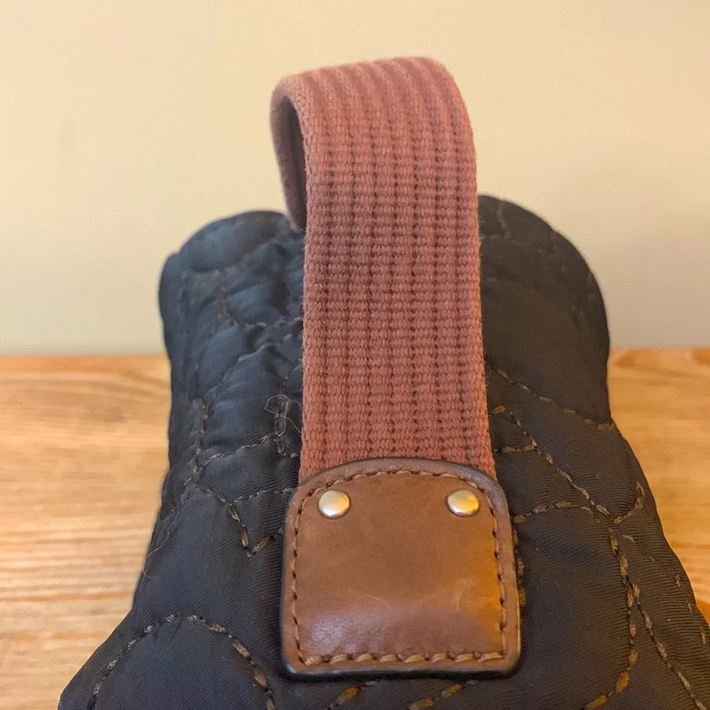 Fossil Black & Brown Quilted Cosmetic | Toiletries Bag NICE